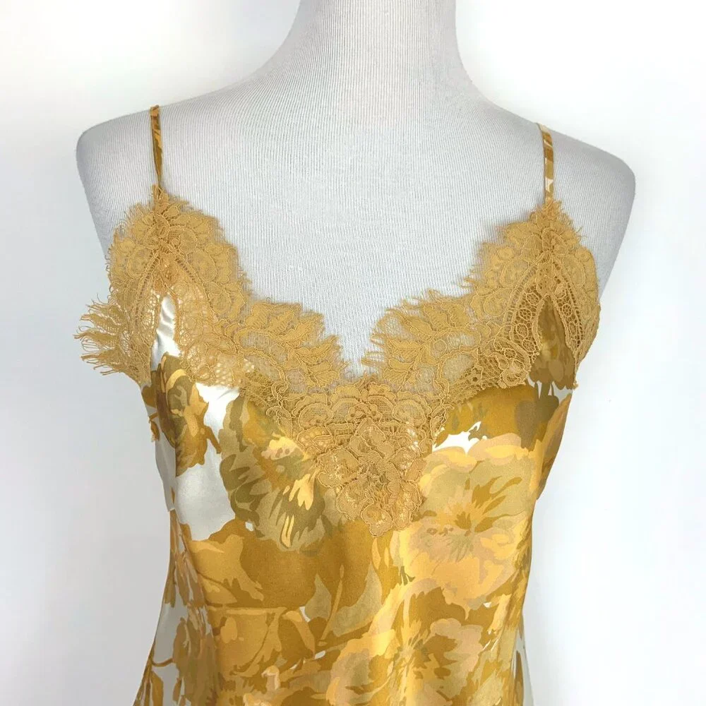 New Gold Hawk Silk Golden Bloom Claire Camisole Top Sz M - Picture 4 of 16